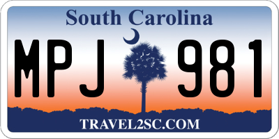 SC license plate MPJ981