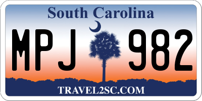 SC license plate MPJ982
