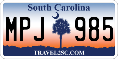 SC license plate MPJ985