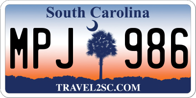 SC license plate MPJ986