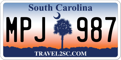 SC license plate MPJ987