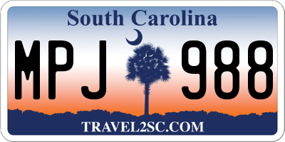 SC license plate MPJ988