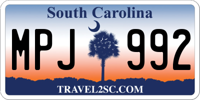 SC license plate MPJ992