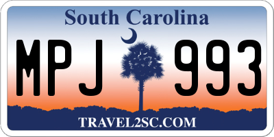SC license plate MPJ993