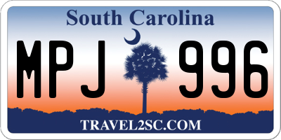 SC license plate MPJ996