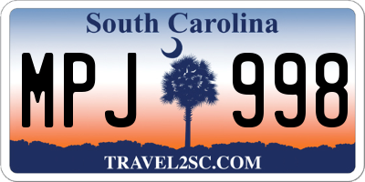 SC license plate MPJ998