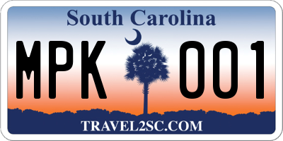 SC license plate MPK001