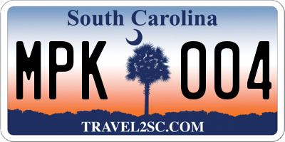 SC license plate MPK004