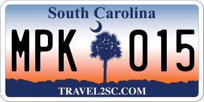 SC license plate MPK015