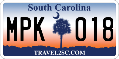 SC license plate MPK018