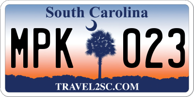 SC license plate MPK023