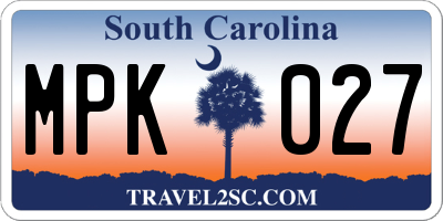 SC license plate MPK027
