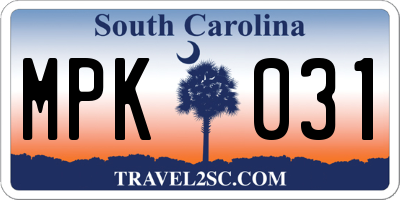 SC license plate MPK031