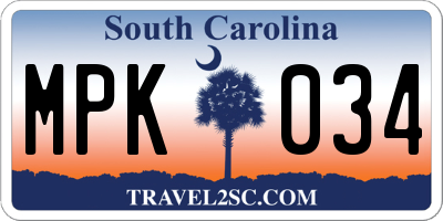 SC license plate MPK034