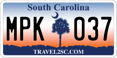 SC license plate MPK037