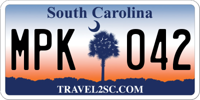 SC license plate MPK042