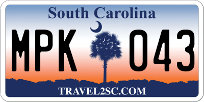 SC license plate MPK043