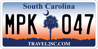 SC license plate MPK047