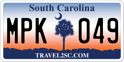 SC license plate MPK049