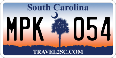 SC license plate MPK054