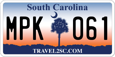SC license plate MPK061