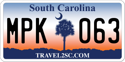 SC license plate MPK063