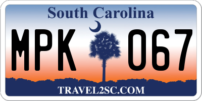 SC license plate MPK067