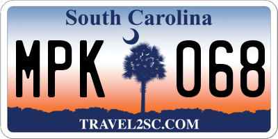 SC license plate MPK068