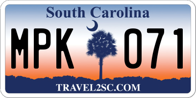 SC license plate MPK071