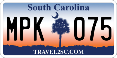 SC license plate MPK075