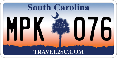 SC license plate MPK076