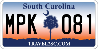 SC license plate MPK081