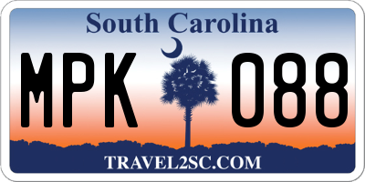SC license plate MPK088