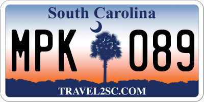 SC license plate MPK089