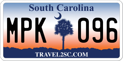 SC license plate MPK096