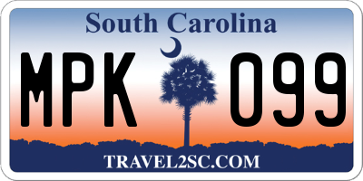 SC license plate MPK099