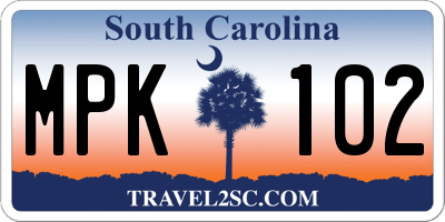 SC license plate MPK102