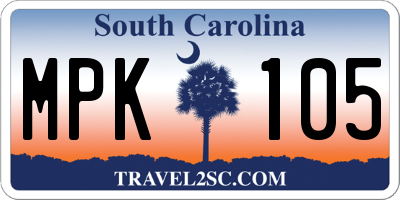 SC license plate MPK105