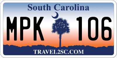 SC license plate MPK106