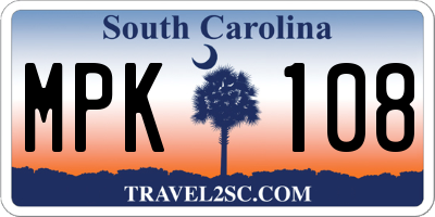 SC license plate MPK108