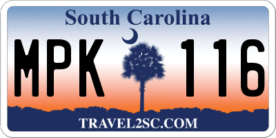 SC license plate MPK116