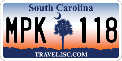 SC license plate MPK118