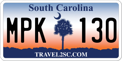 SC license plate MPK130