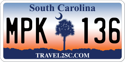 SC license plate MPK136