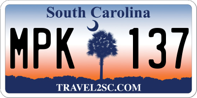 SC license plate MPK137