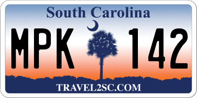 SC license plate MPK142