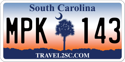 SC license plate MPK143