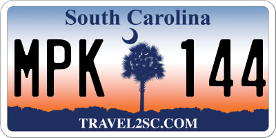 SC license plate MPK144