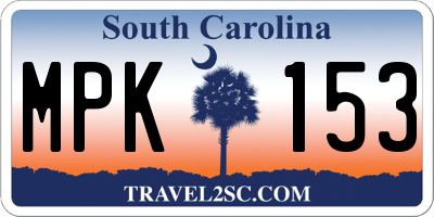 SC license plate MPK153