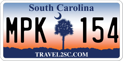 SC license plate MPK154